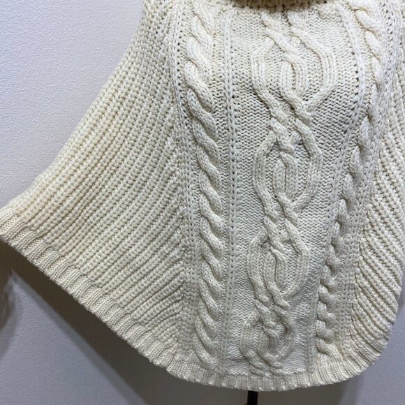 Saol Aran Cowl Neck Knit Poncho for Women, 100% Premium Quality Merino Wool Wrap - Picture 6 of 11